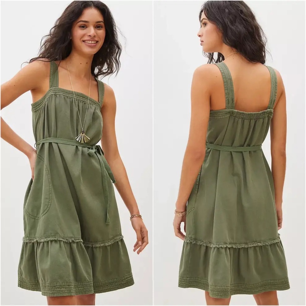Anthropologie Maeve Dress Maren Sleeveless Pockets Green XS